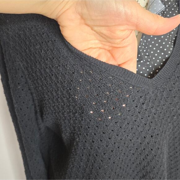 Croft and Barrow Womens 2in1 Collared Sweater Blouse Long Sleeve Open Knit Large - Picture 9 of 11